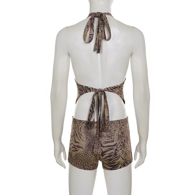 Leopard Print Halter 2-Piece Set
