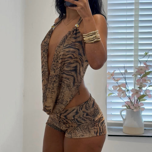 Leopard Print Halter 2-Piece Set
